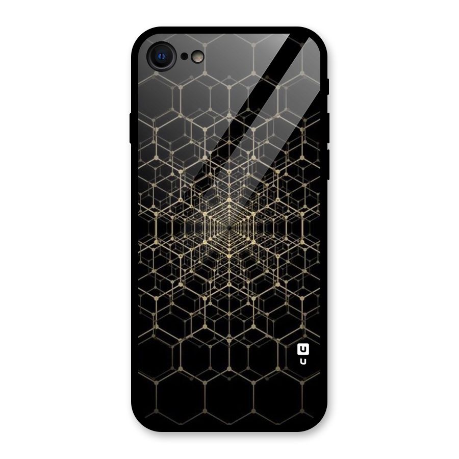 Gold Web Glass Back Case for iPhone 7