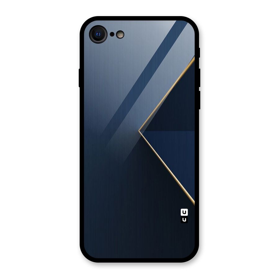 Golden Blue Triangle Glass Back Case for iPhone 7
