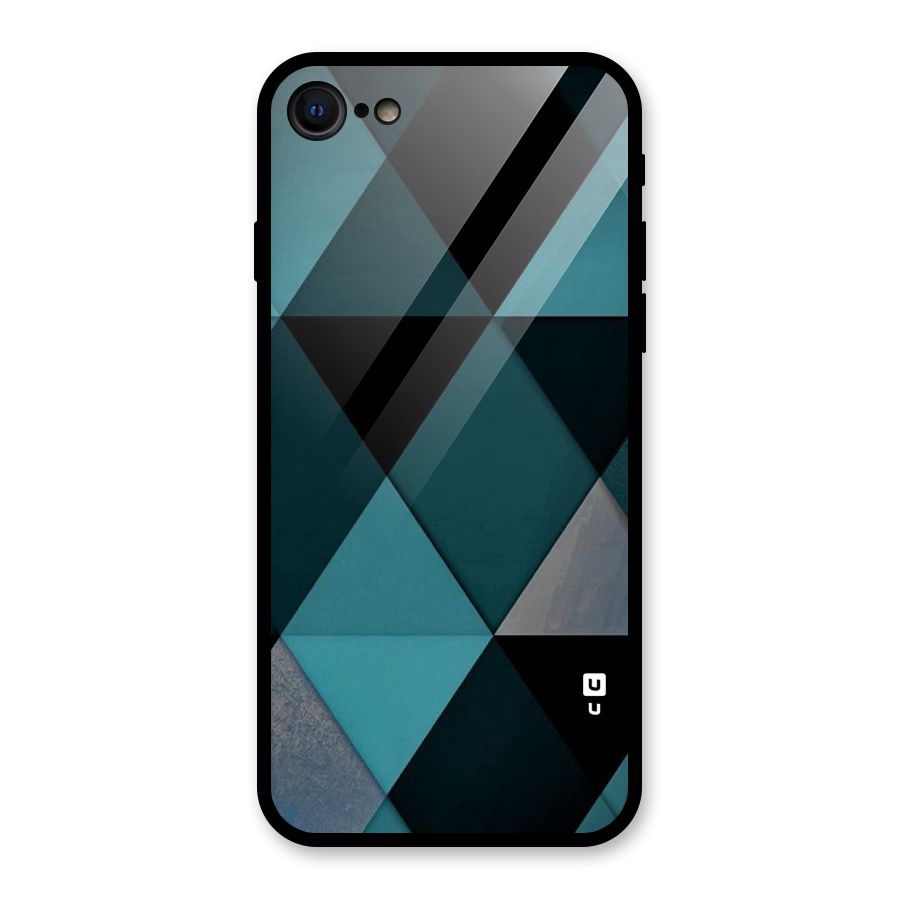 Green Black Shapes Glass Back Case for iPhone 7