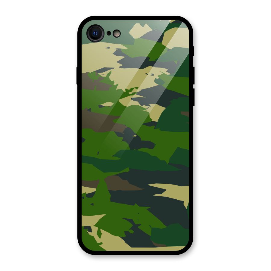 Green Camouflage Army Glass Back Case for iPhone 7