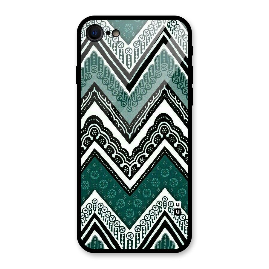 Green Chevron Glass Back Case for iPhone 7