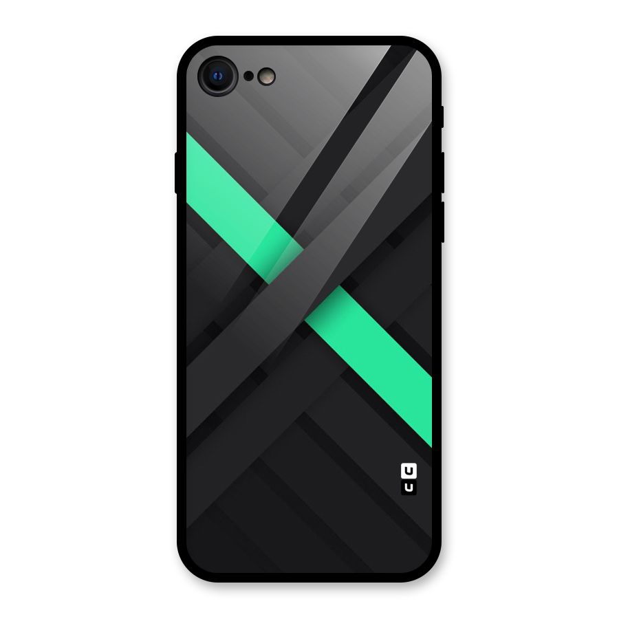 Green Stripe Diagonal Glass Back Case for iPhone 7
