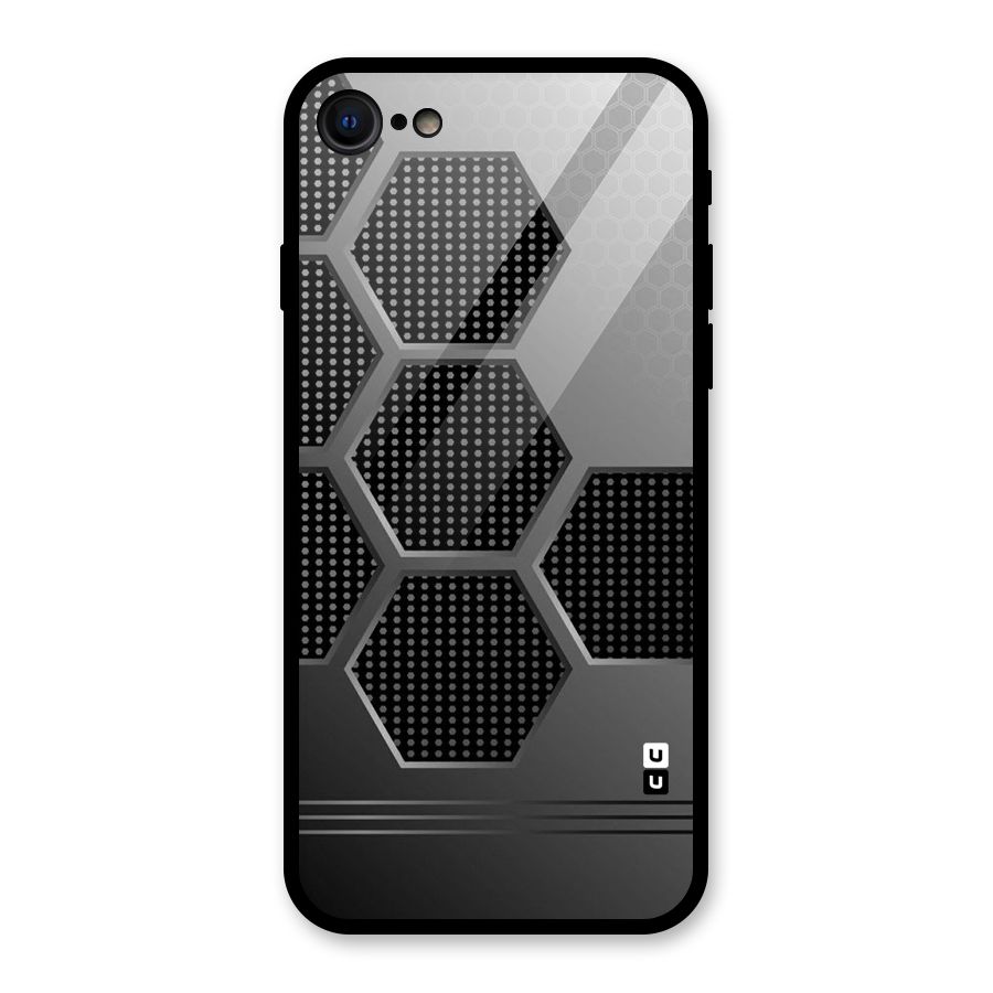 Grey Black Hexa Glass Back Case for iPhone 7