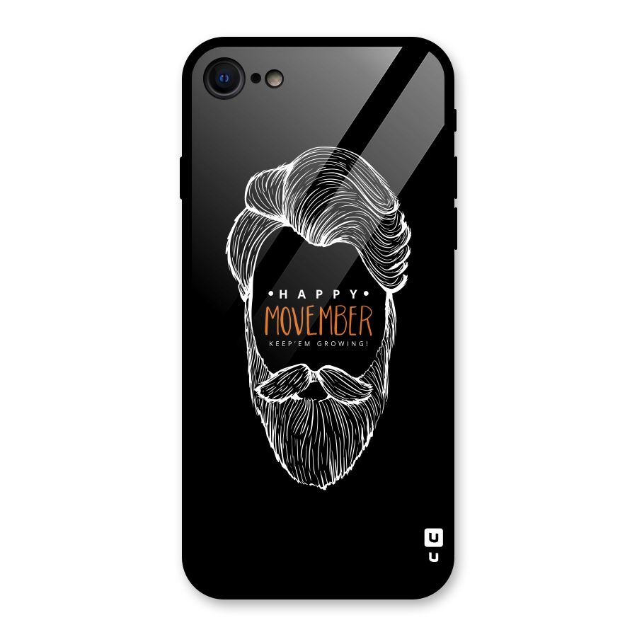 Happy Movember Black Glass Back Case for iPhone 7