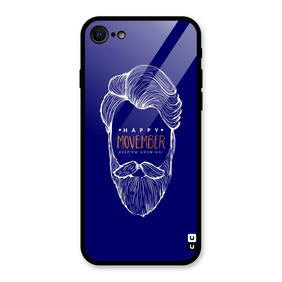 Happy Movember Blue Glass Back Case for iPhone 7