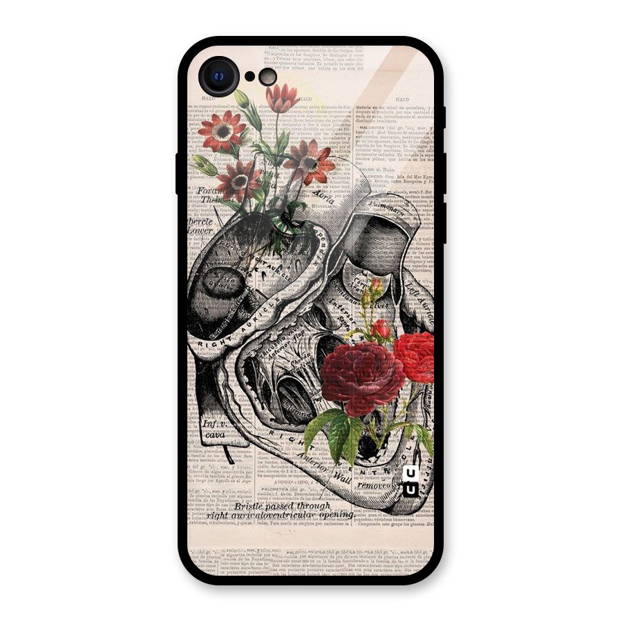 Heart Newspaper Glass Back Case for iPhone 7