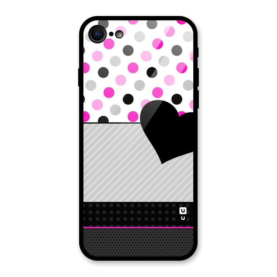 Heart Polka Stripes Glass Back Case for iPhone 7