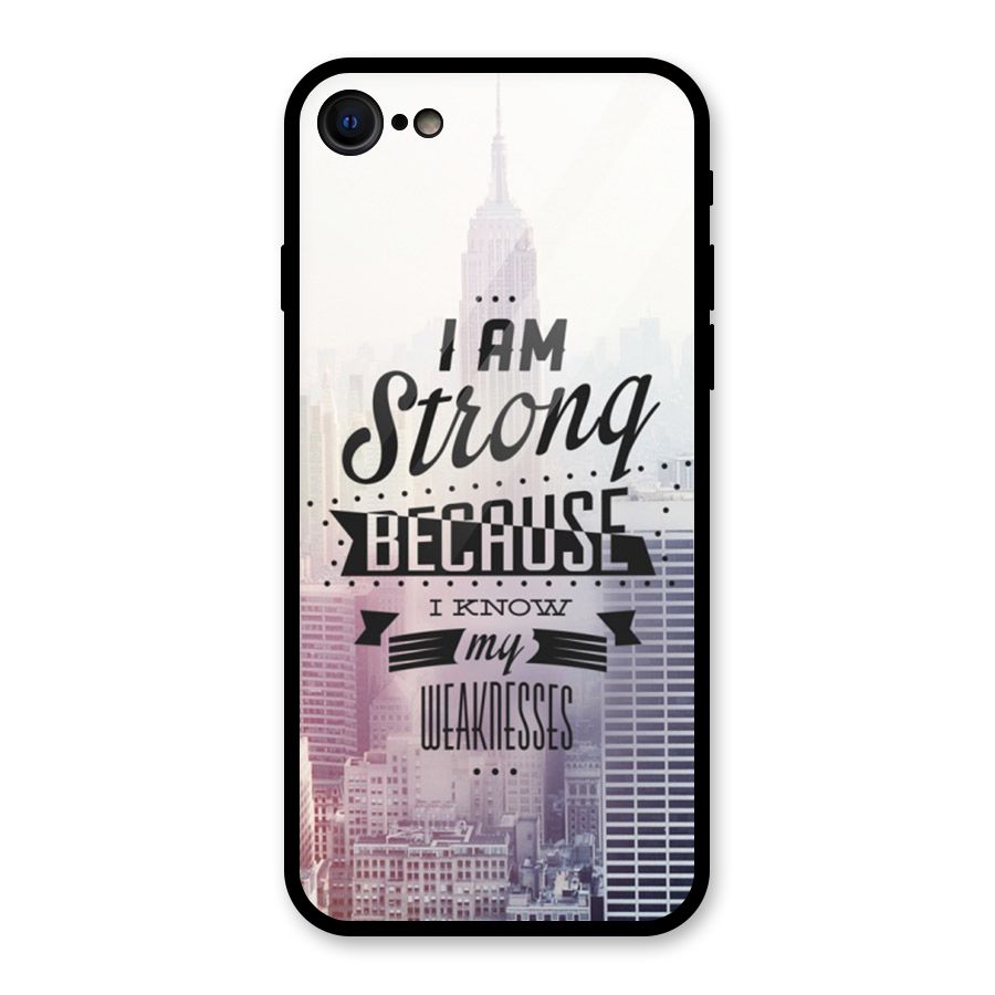 I am Strong Glass Back Case for iPhone 7