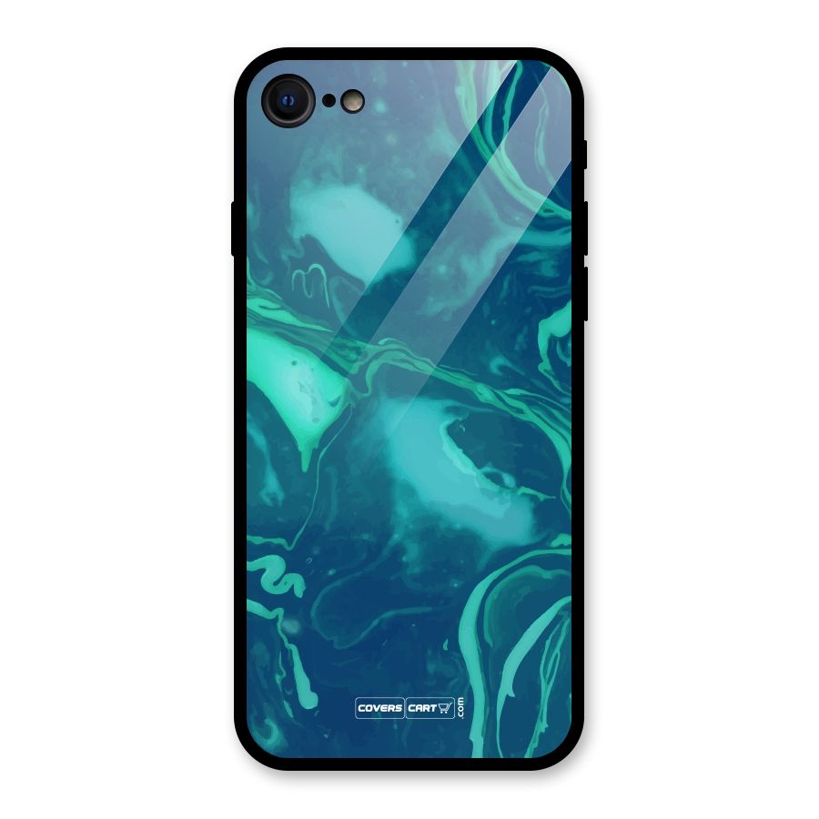 Jazzy Green Marble Texture Glass Back Case for iPhone 7
