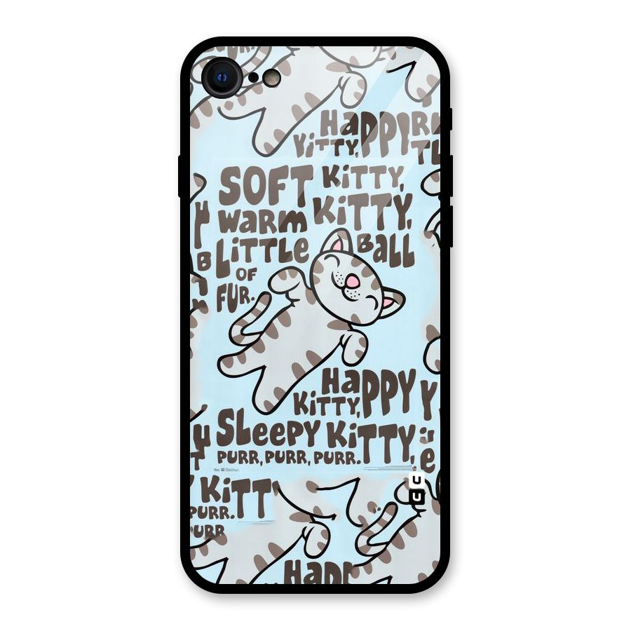 Kitty Pattern Glass Back Case for iPhone 7