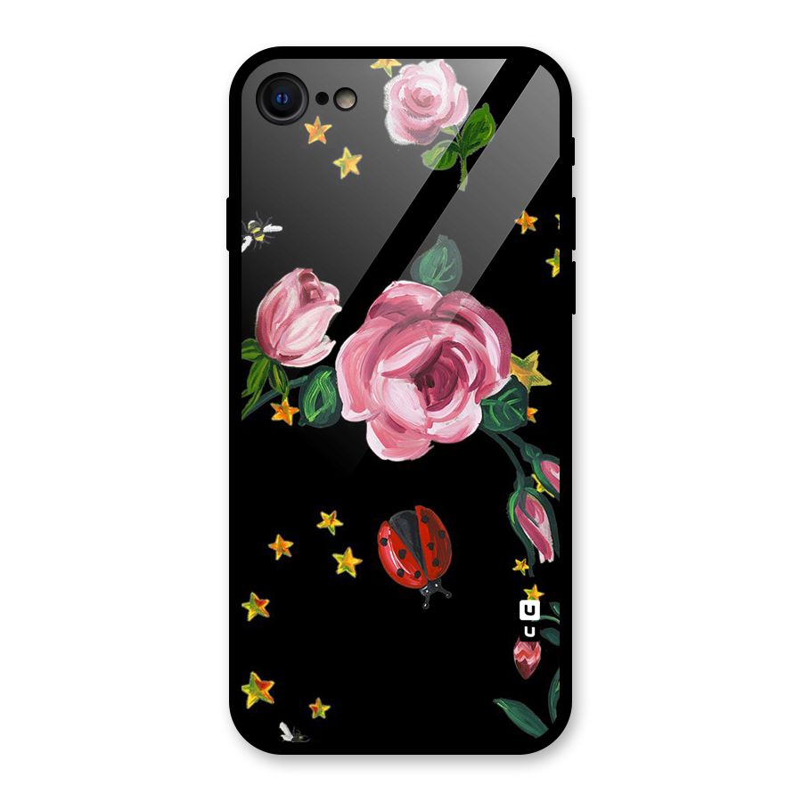 Ladybird And Floral Glass Back Case for iPhone 7