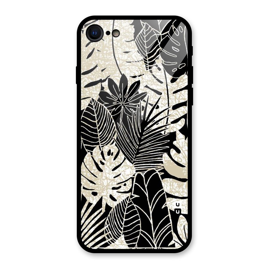 Leaf Pattern Glass Back Case for iPhone 7