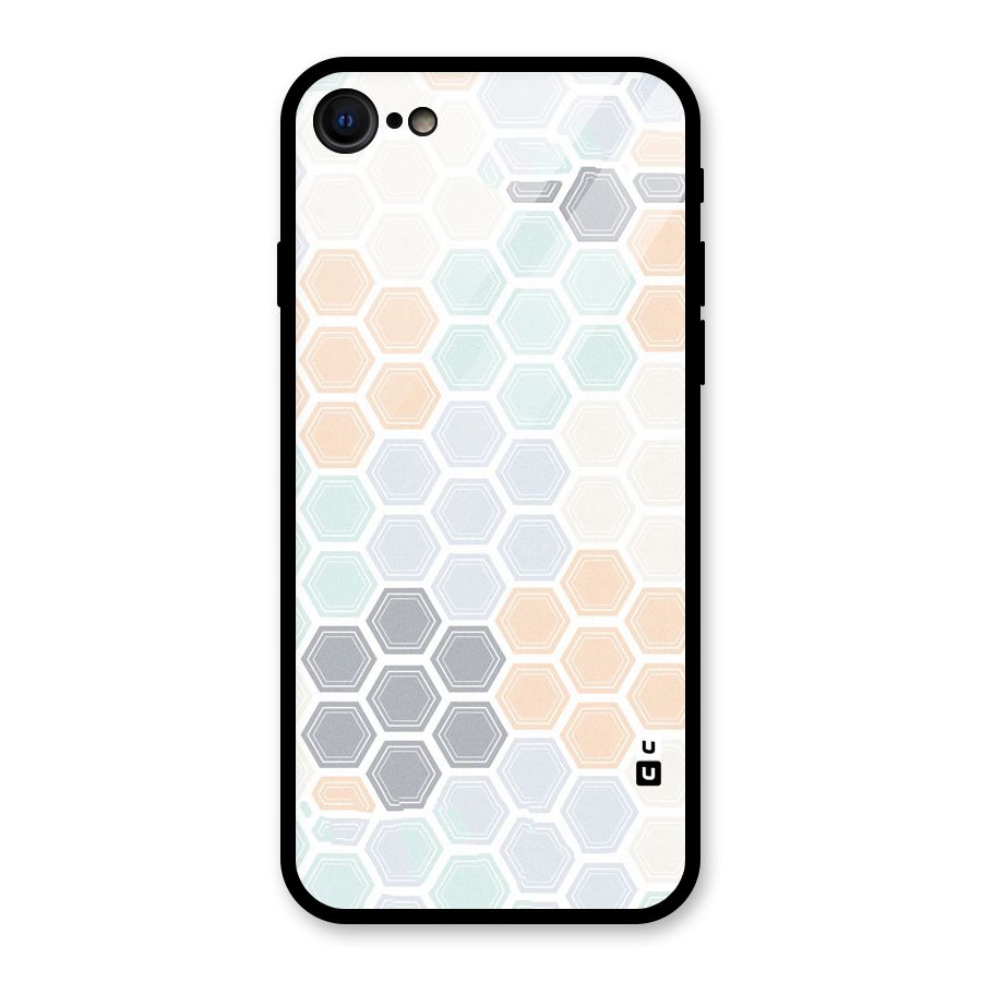 Light Hexagons Glass Back Case for iPhone 7