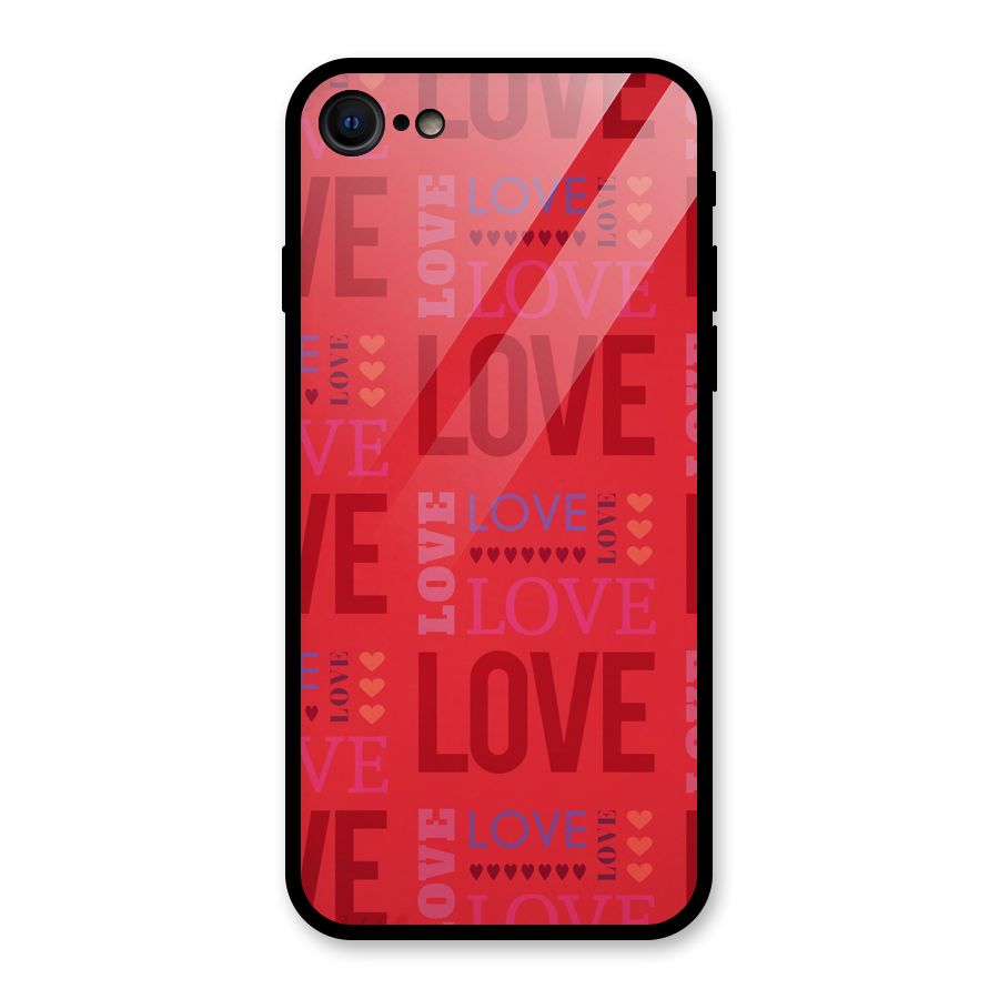 Love Pattern Glass Back Case for iPhone 7