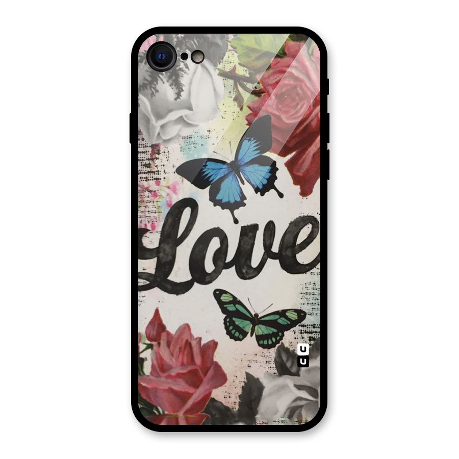 Lovely Butterfly Love Glass Back Case for iPhone 7