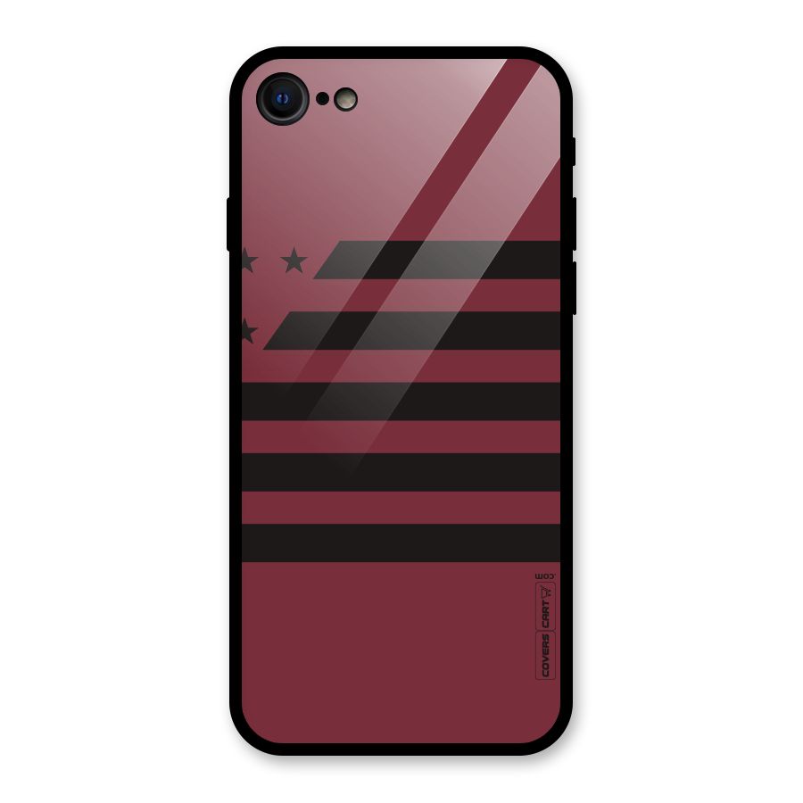 Maroon Star Striped Glass Back Case for iPhone 7