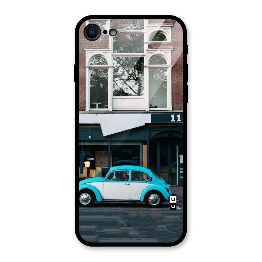 Mini Blue Car Glass Back Case for iPhone 7