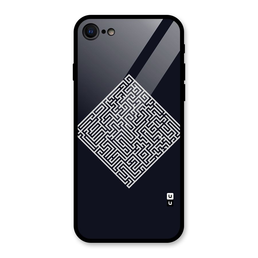Minimal Maze Pattern Glass Back Case for iPhone 7