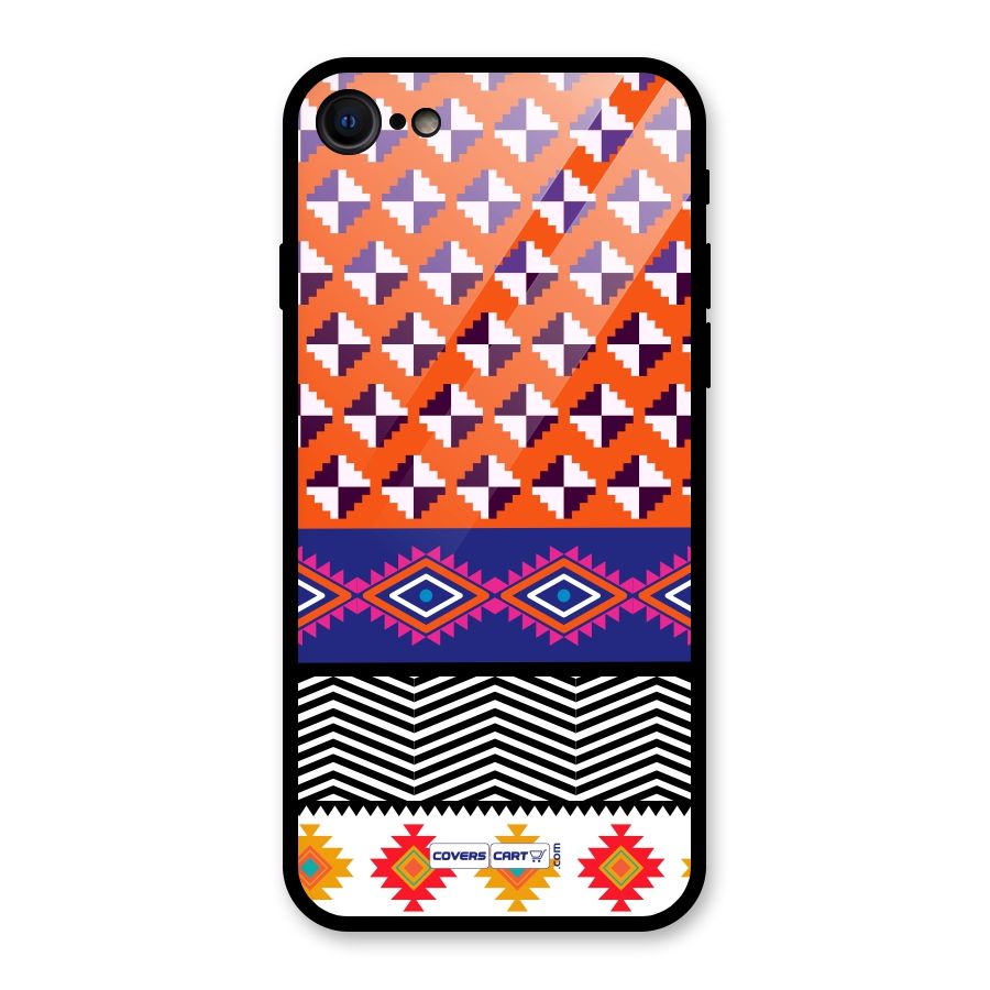 Mixed Pattern Aztec Glass Back Case for iPhone 7