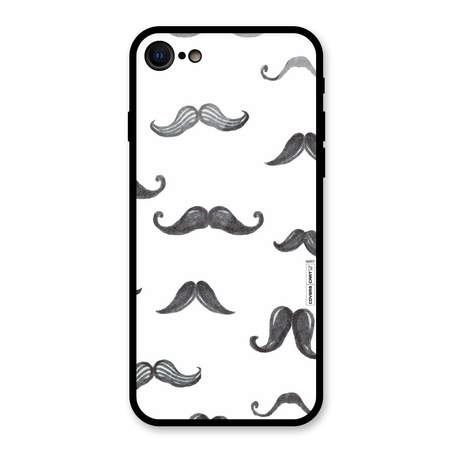 Moustache Pattern (Black) Glass Back Case for iPhone 7