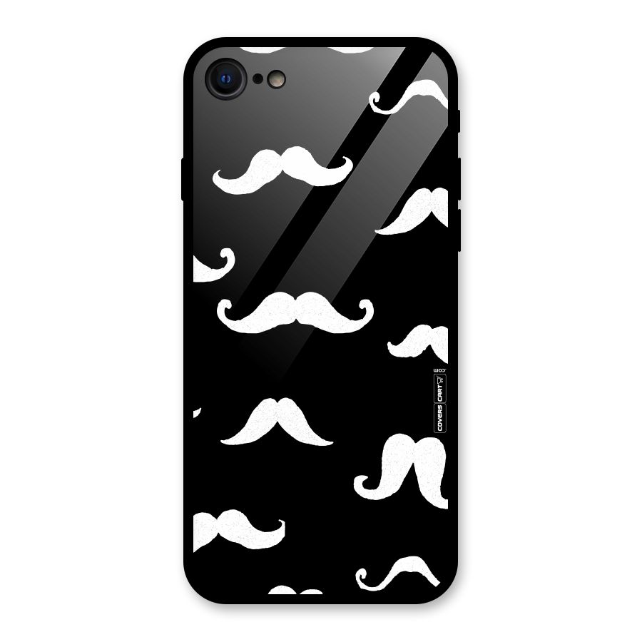 Moustache Pattern (White) Glass Back Case for iPhone 7