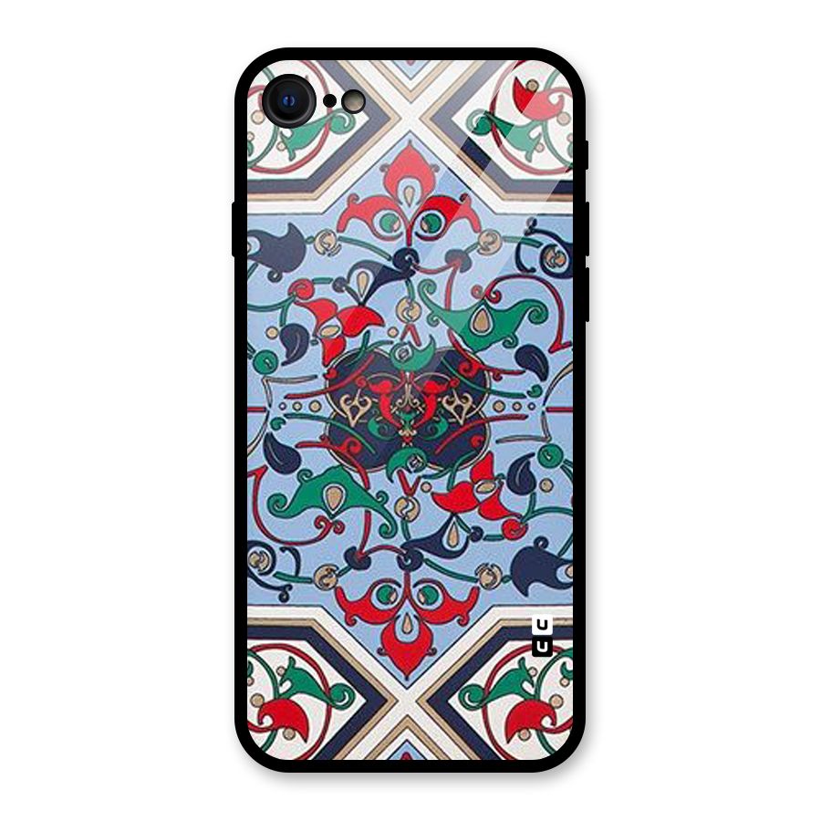 Multi Block Pattern Glass Back Case for iPhone 7