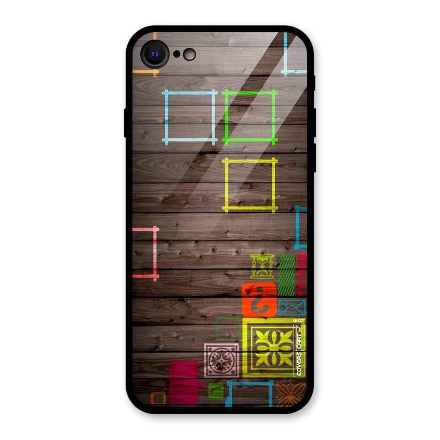 Multicolor Frame Design Glass Back Case for iPhone 7