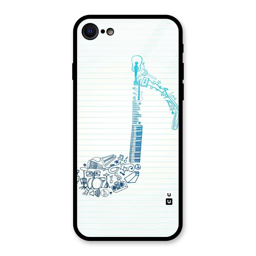 Music Note Design Glass Back Case for iPhone 7