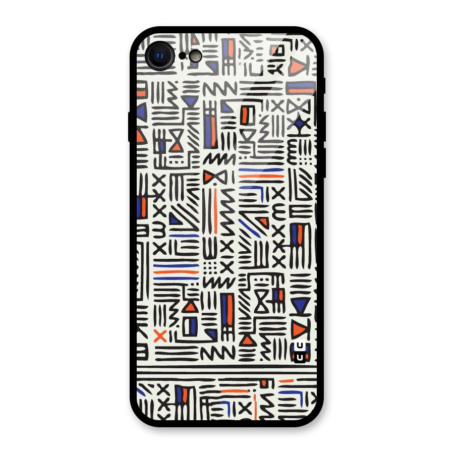 Orange Blue Number Glass Back Case for iPhone 7