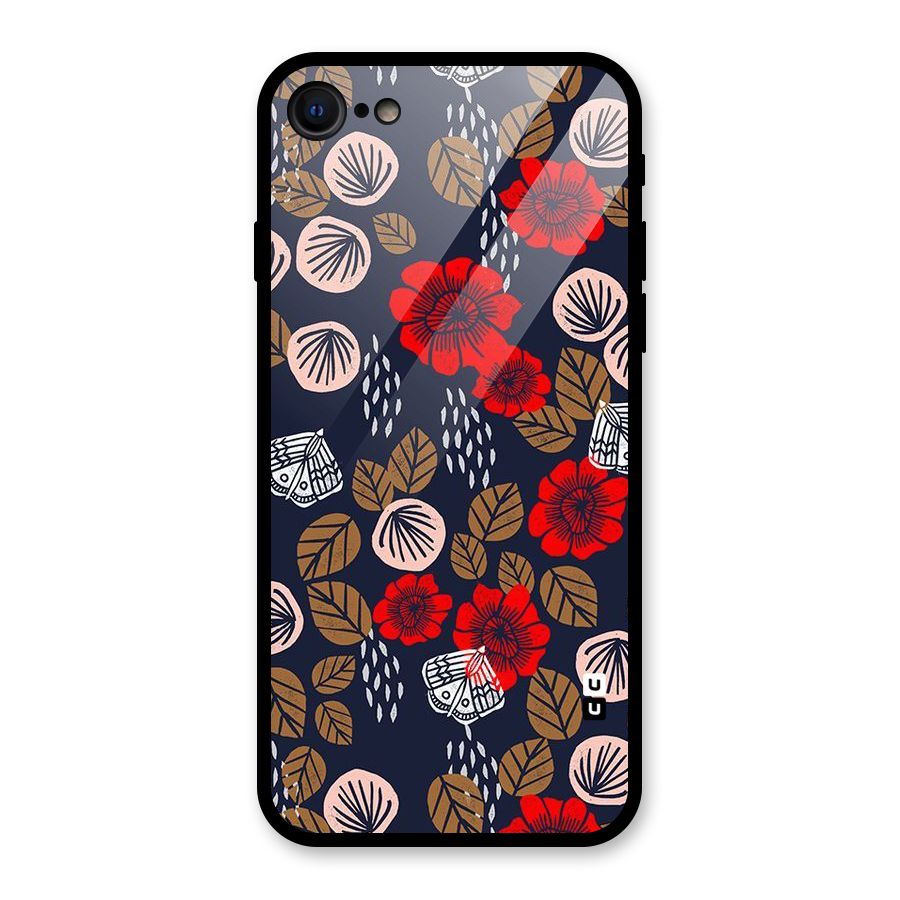 Orange Flora Glass Back Case for iPhone 7