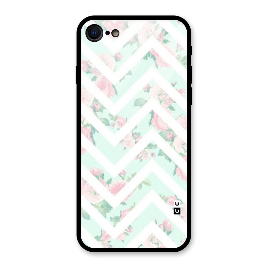 Pastel Floral Zig Zag Glass Back Case for iPhone 7