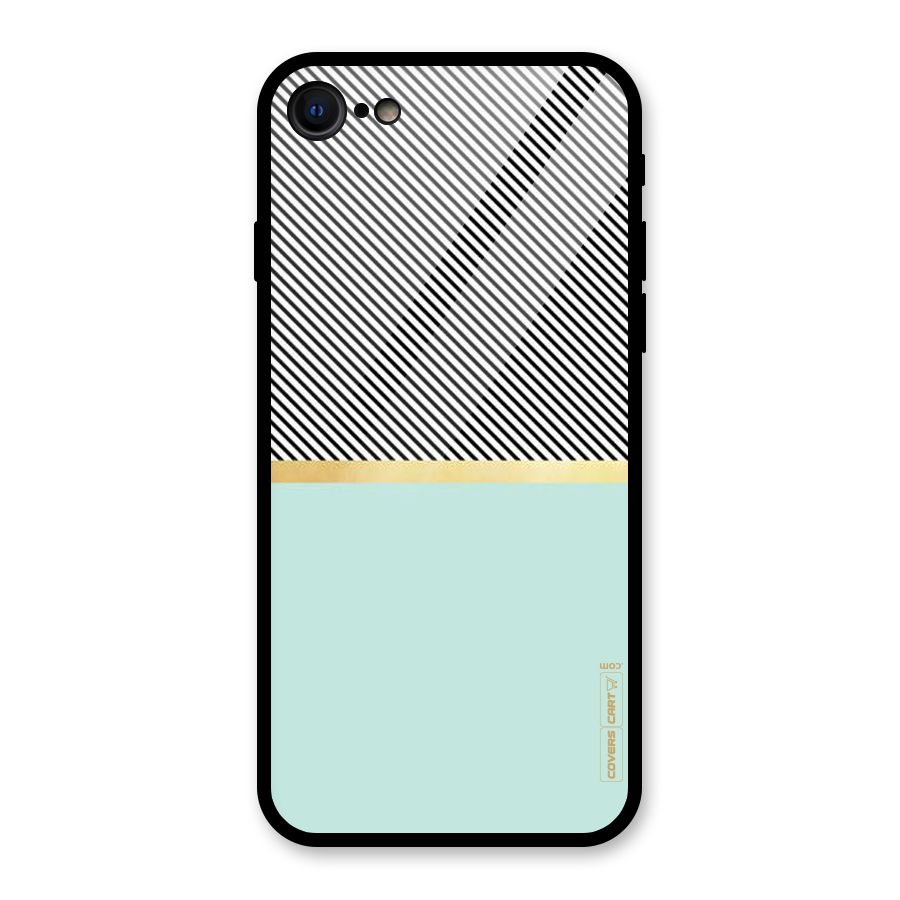 Pastel Green Base Stripes Glass Back Case for iPhone 7