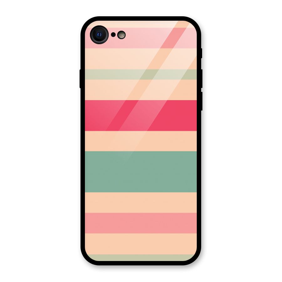Pastel Stripes Vintage Glass Back Case for iPhone 7