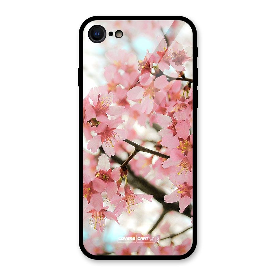 Peach Floral Glass Back Case for iPhone 7