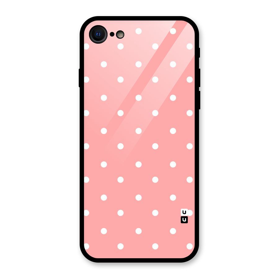 Peach Polka Pattern Glass Back Case for iPhone 7