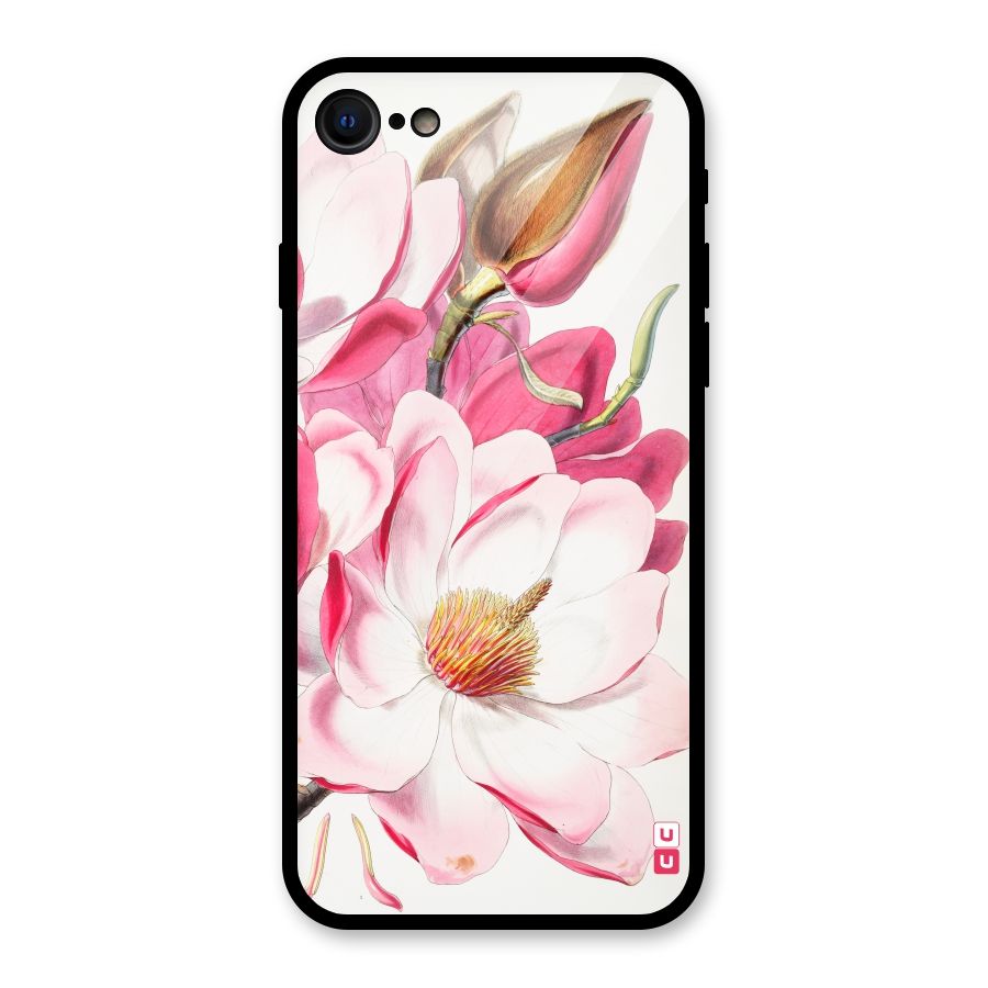 Pink Beautiful Flower Glass Back Case for iPhone 7