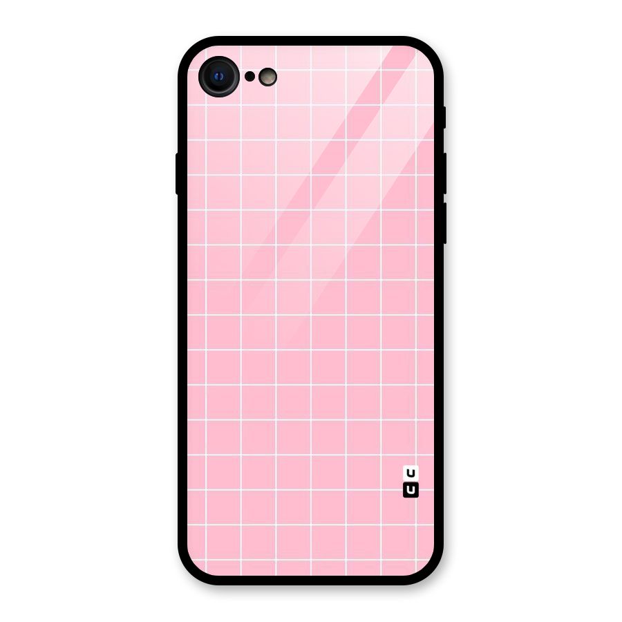 Pink Checks Glass Back Case for iPhone 7