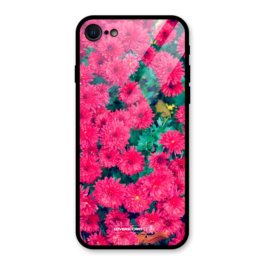 Pink Flowers Glass Back Case for iPhone 7