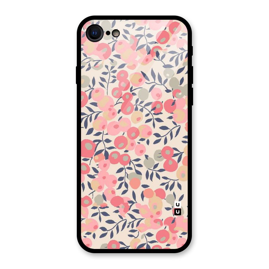 Pink Leaf Pattern Glass Back Case for iPhone 7