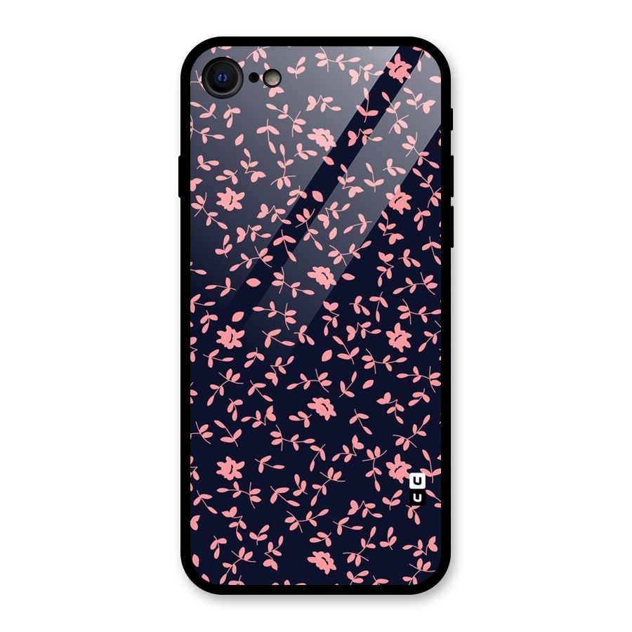 Pink Plant Design Glass Back Case for iPhone 7