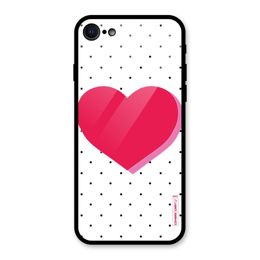 Pink Polka Heart Glass Back Case for iPhone 7