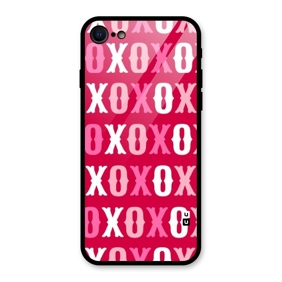 Pink White Xoxo Glass Back Case for iPhone 7