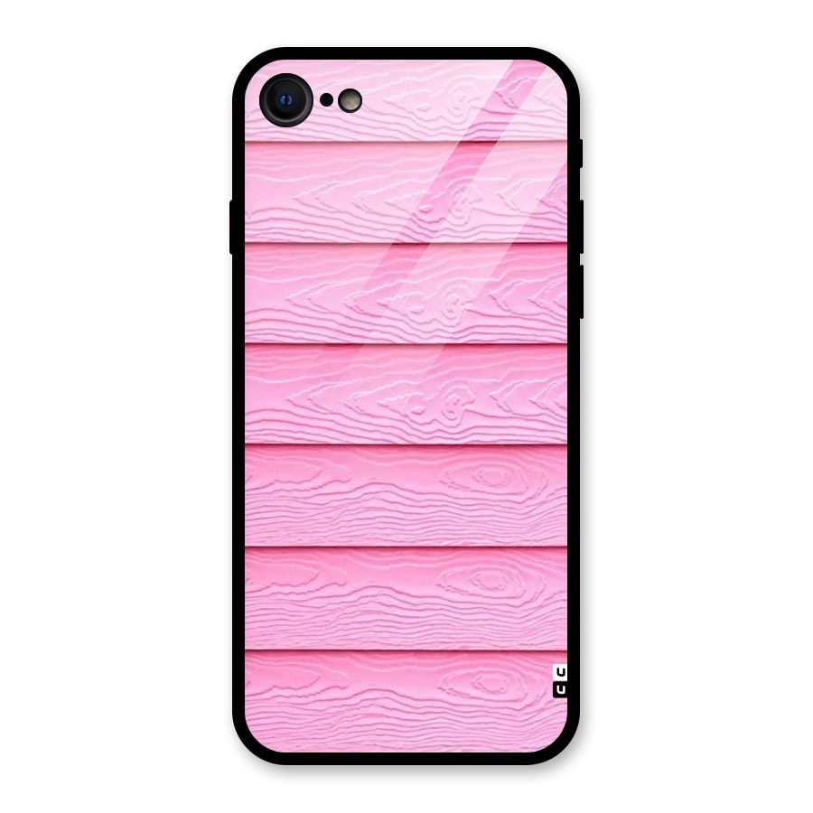 Pink Wood Glass Back Case for iPhone 7