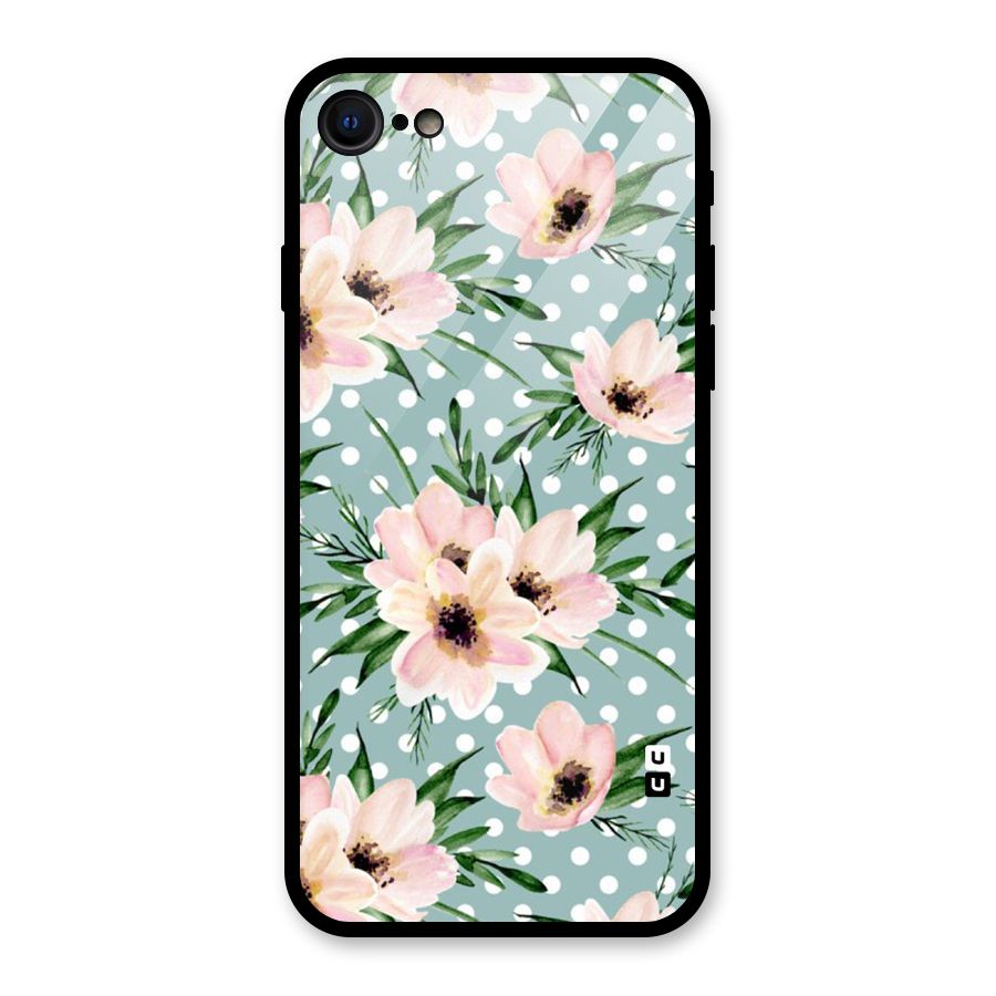 Polka Art Floral Glass Back Case for iPhone 7