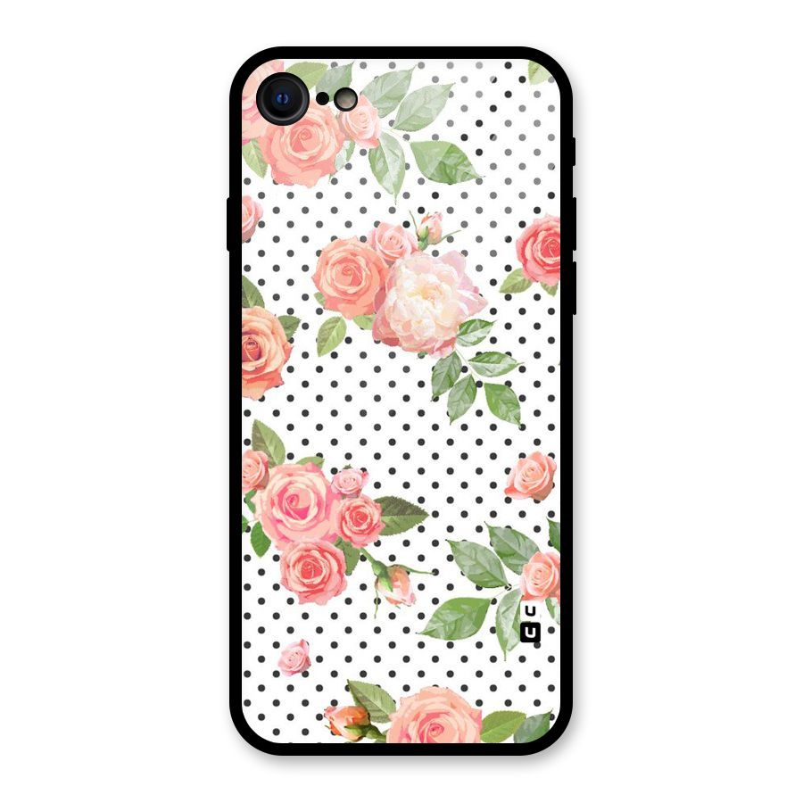 Polka Bloom White Glass Back Case for iPhone 7