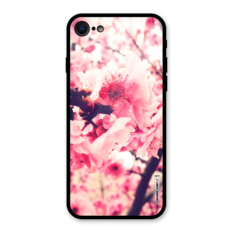 Pretty Pink Flowers Glass Back Case for iPhone 7