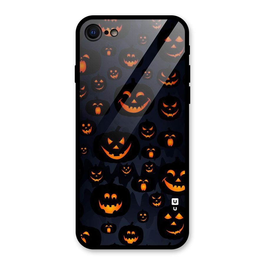 Pumpkin Smile Pattern Glass Back Case for iPhone 7