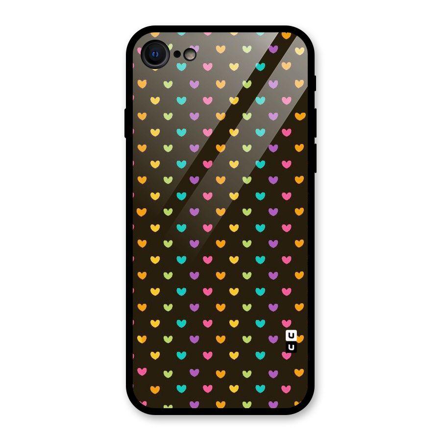 Rainbow Hearts Glass Back Case for iPhone 7