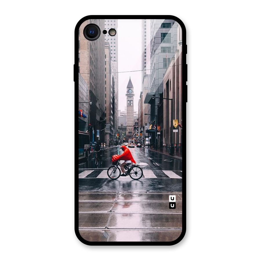 Red Bicycle Street Glass Back Case for iPhone 7