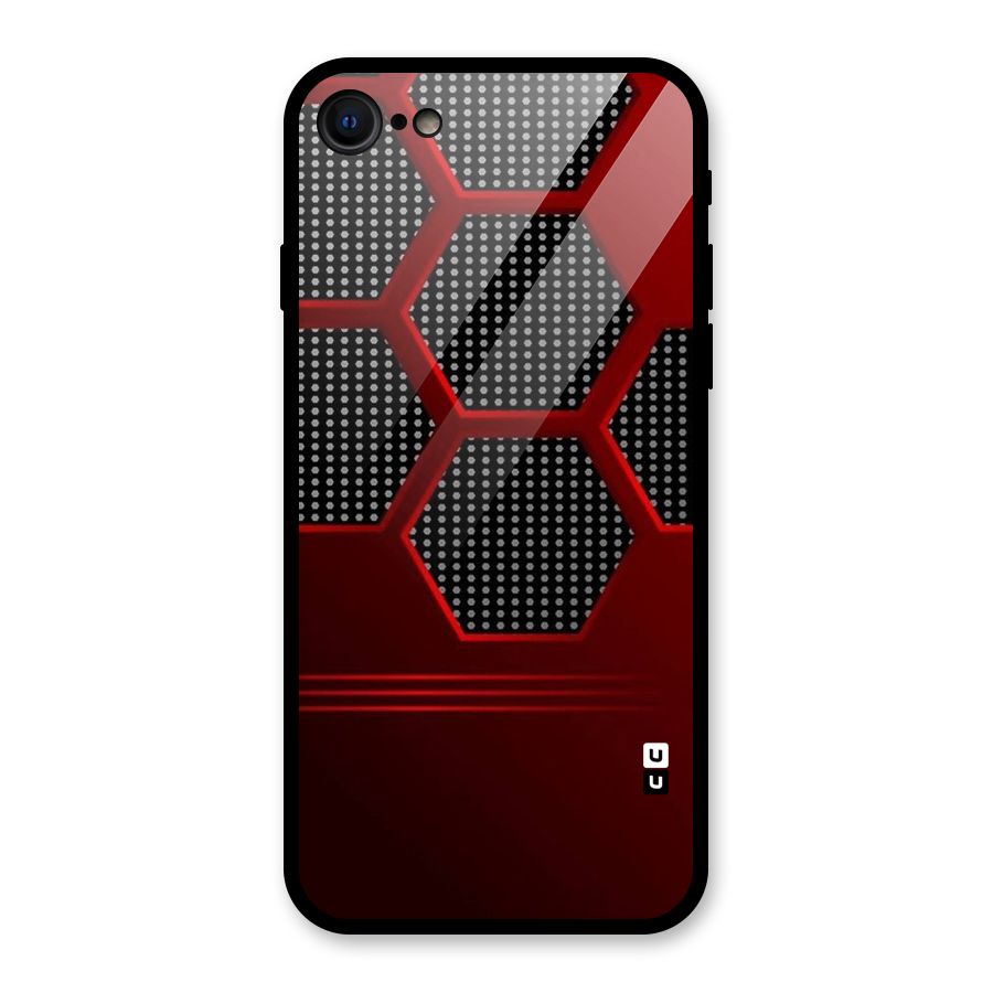 Red Black Hexagons Glass Back Case for iPhone 7